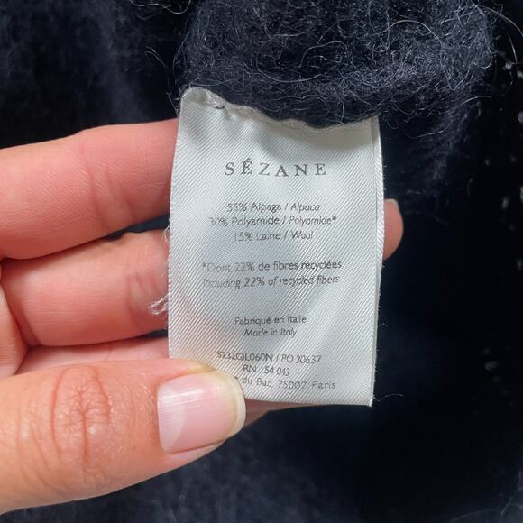 Sezane Women’s Small Cardigan Wool Alpaca Sweater Knit Chic Minimalist Black - Picture 9 of 12